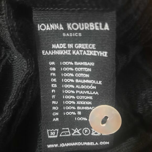 Ioanna Kourbela Womens Black Side Button 100% Greek Cotton Sweater Size S - Picture 5 of 8